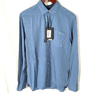 NWT - Ted Baker Mens Garment Dyed Tencel Button Down